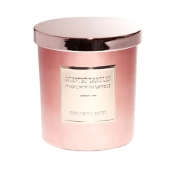 Bougie avec couvercle pot métallisé rose gold senteur pain d'épices 25H