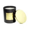 Bougie avec couvercle pot métallisé noir et doré senteur oud Ø25H