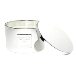 Bougie avec couvercle pot métallisé gris senteur fleur d'oranger 30H