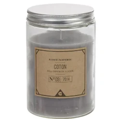 Bougie blanche dans pot en pvc couvercle senteur coton