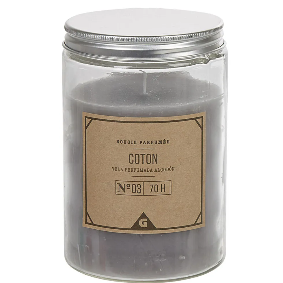 Bougie blanche dans pot en pvc couvercle senteur coton
