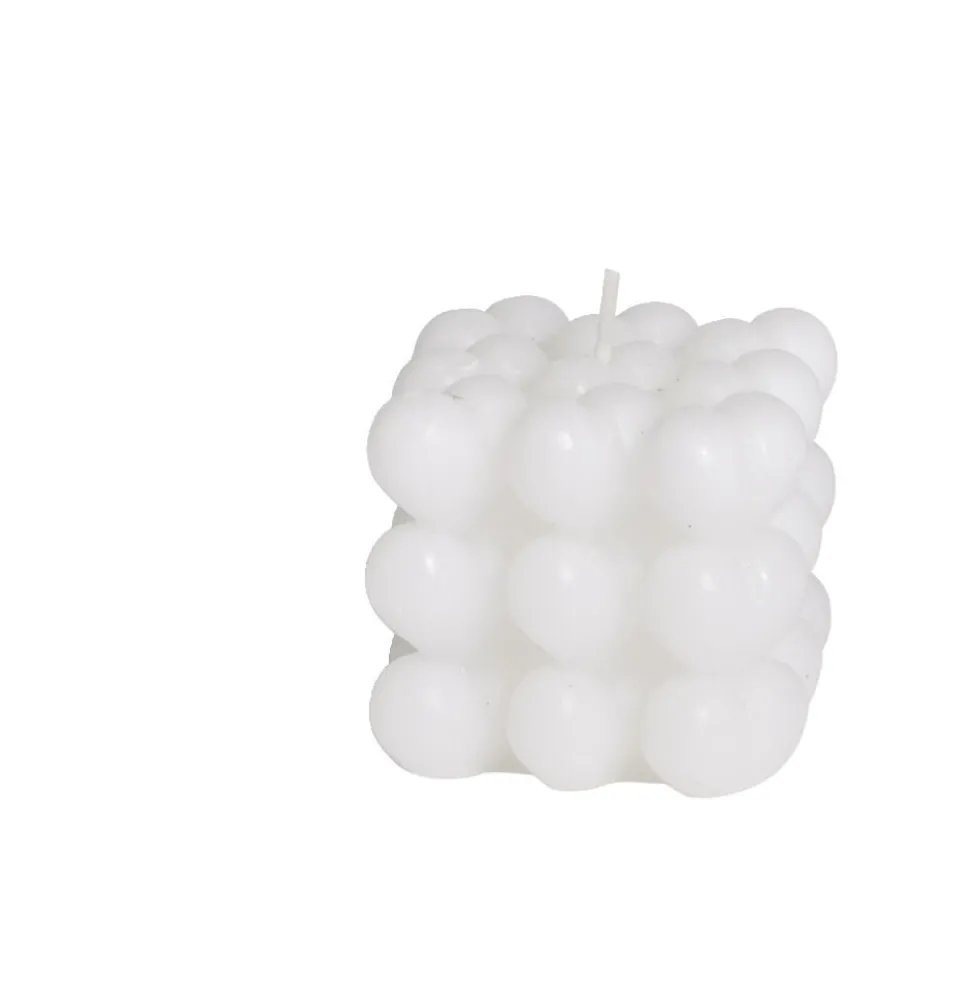 Bougie carrée à bulles 5,5x5,5xH5,5cm