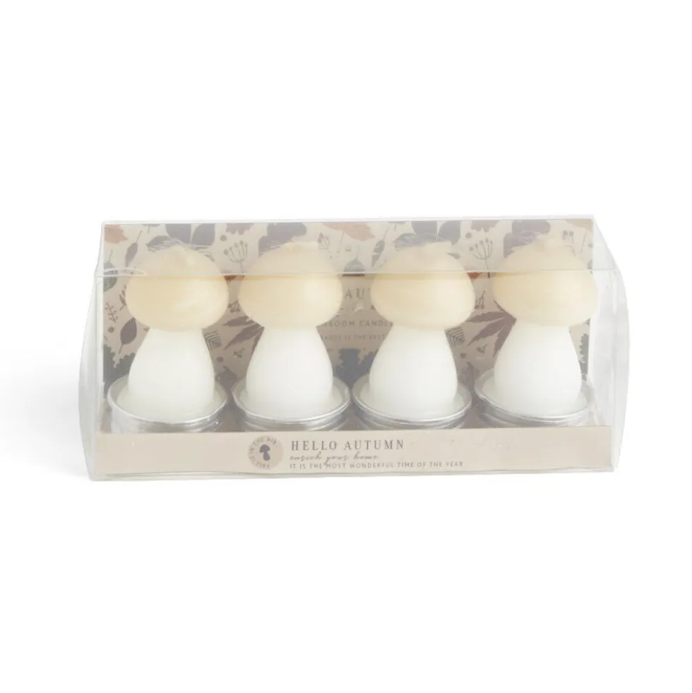 Bougie champignon blanc et jaune 6H x4