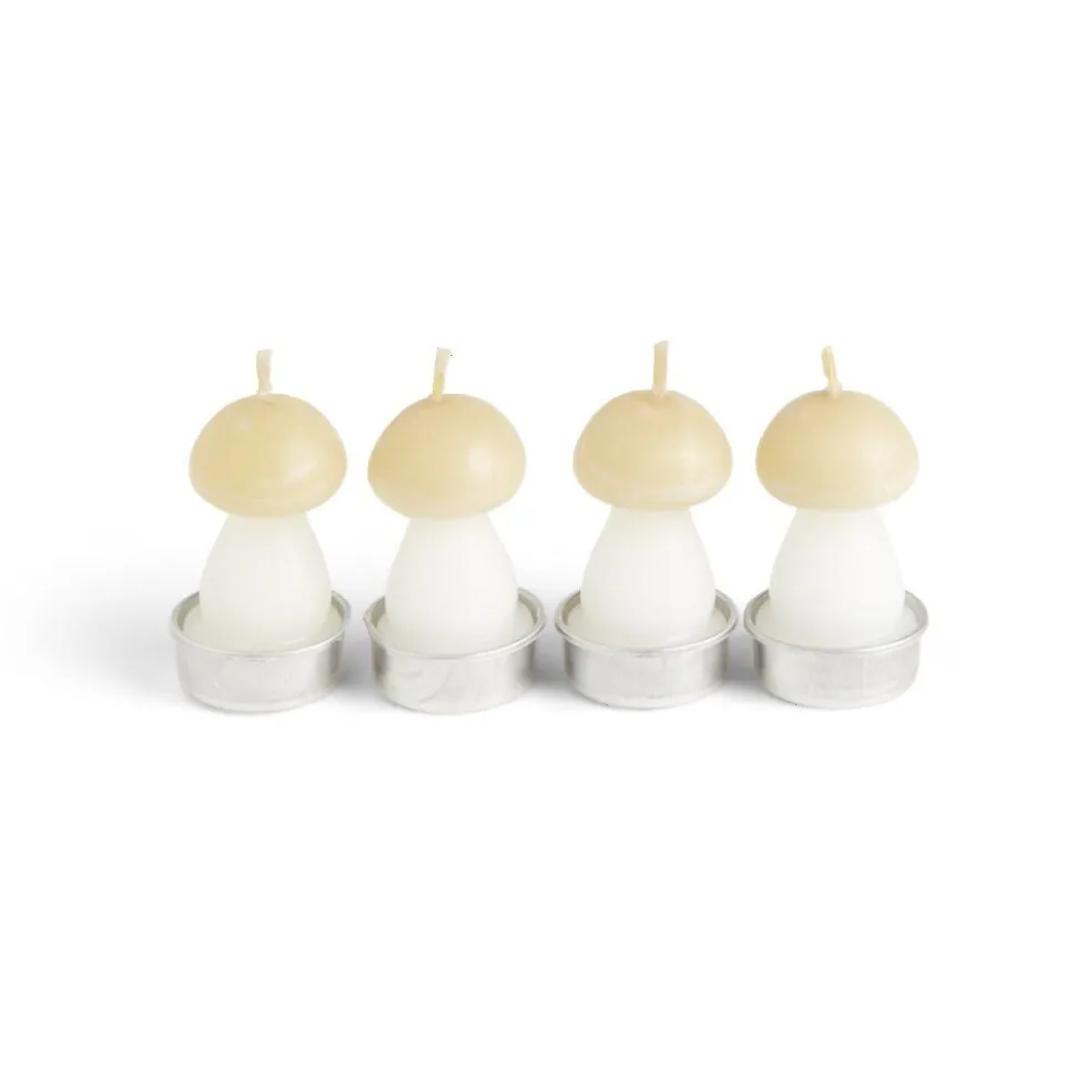 Bougie champignon blanc et jaune 6H x4