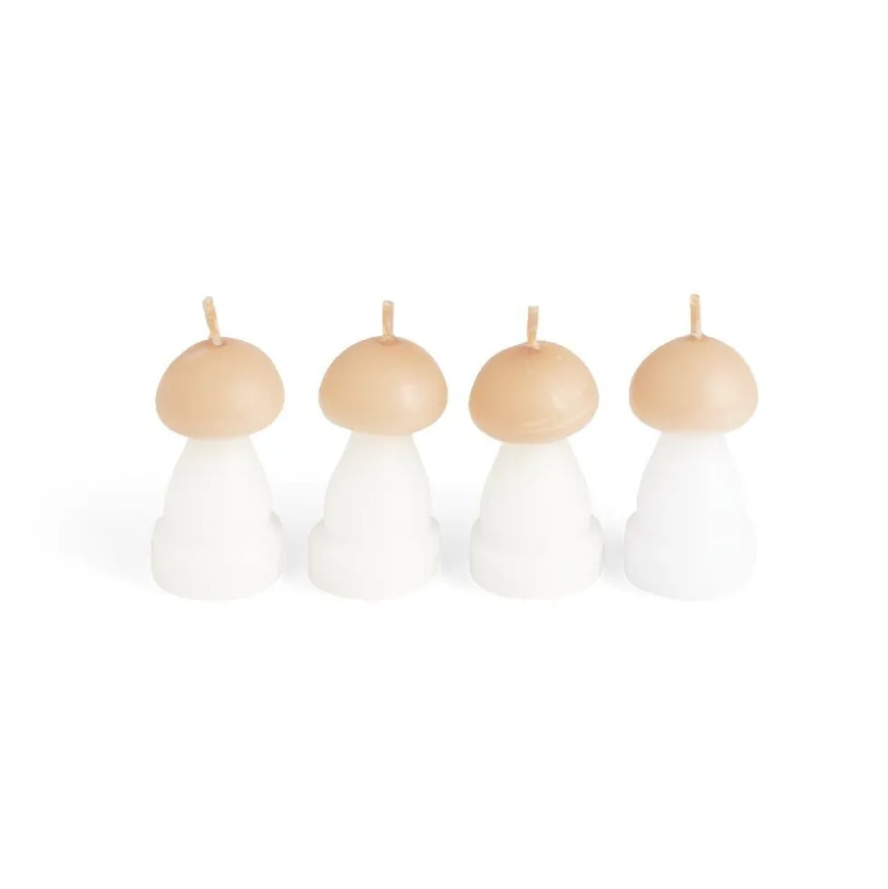 Bougie champignon blanc et orange 6H x4