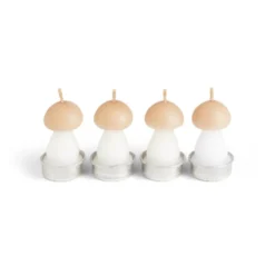 Bougie champignon blanc et orange 6H x4