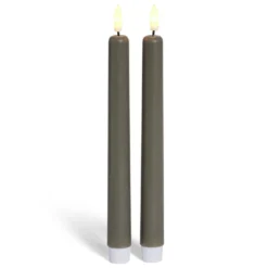 Bougie chandelle LED grise x2