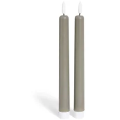 Bougie chandelle LED grise x2