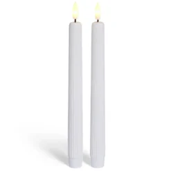 Bougie chandelle LED striée blanche x2