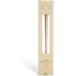 Bougie chandelle LED striée blanche x2