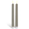 Bougie chandelle LED striée grise x2