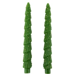 Bougie chandelle x2 forme sapin Ø4xH25cm (2 modèles)