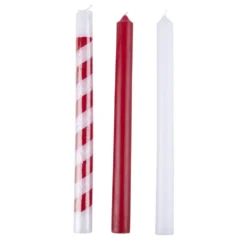 Bougie chandelle x3 motif Noël Ø3xH25,5cm (2 modèles)