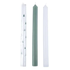 Bougie chandelle x3 motif Noël Ø3xH25,5cm (2 modèles)