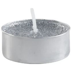 Bougie chauffe-plat paillette argentée x8
