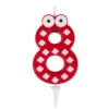 Bougie chiffre 8 cire personnage fleurs rouge et blanc H8,5cm