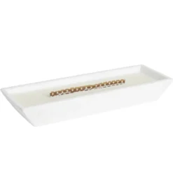 Bougie cire en céramique blanc effet flamme cheminée 30,5x10,5xH4,5cm