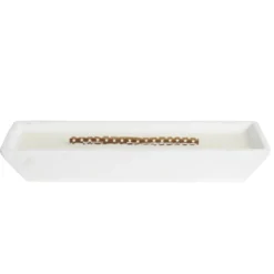 Bougie cire en céramique blanc effet flamme cheminée 30,5x10,5xH4,5cm