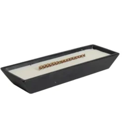 Bougie cire en céramique noir effet flamme cheminée 30,5x10,5xH4,5cm