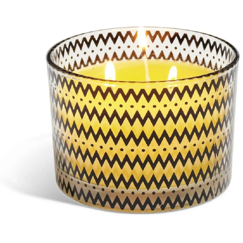 Bougie citronnelle verre 3 mèches Ø13xH8cm (4 modèles)