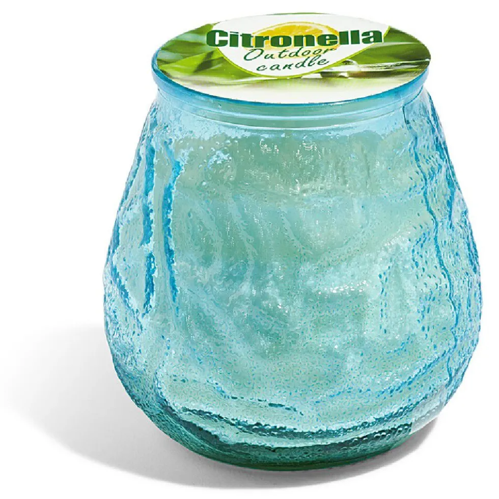 Bougie citronnelle verre relief Ø9xH10cm (2 modèles)