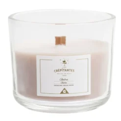 Bougie crépitante mèche en bois senteur ambre 15H