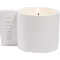Bougie dans pot ciment gravure Forever - Ø7xH10cm