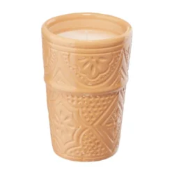 Bougie dans pot céramique 23H motif Beldi Ø7xH10cm (3 modèles)