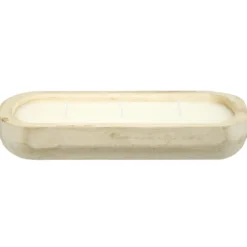 Bougie dans pot en bois grand modèle 30x14xH5,5cm