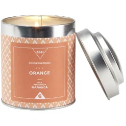 Bougie dans pot en métal senteur orange 36H