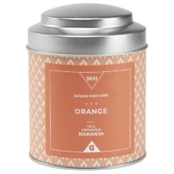 Bougie dans pot en métal senteur orange 36H