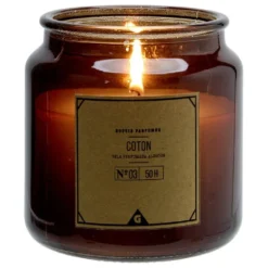 Bougie dans pot en verre marron senteur Coton