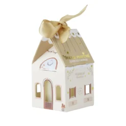 Bougie dans verre boîte cadeau maisonnette H4,5cm (6 modèles)