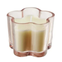 Bougie dans verre coloré forme fleur Ø5xH7cm (3 modèles)