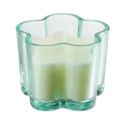 Bougie dans verre coloré forme fleur Ø5xH7cm (3 modèles)