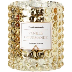 Bougie dans verre design relief senteur vanille gourmande