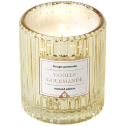 Bougie dans verre design relief senteur vanille gourmande