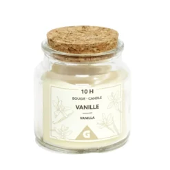 Bougie dans verre et bouchon liège Ø6xH6,5cm (4 modèles)