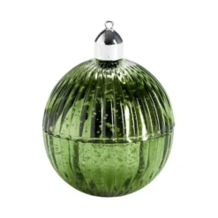 Bougie dans verre forme boule de Noël Ø8xH10,5cm (4 modèles)