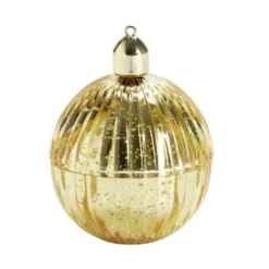 Bougie dans verre forme boule de Noël Ø8xH10,5cm (4 modèles)