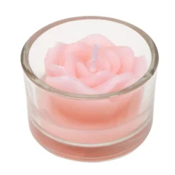 Bougie dans verre forme rose Ø5xH3cm (3 modèles)
