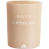 Bougie dans verre inscription Que la lumière soit senteur ambre 40H