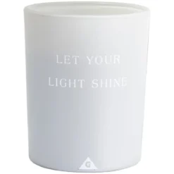 Bougie dans verre inscription Let your light shine senteur coton 40H