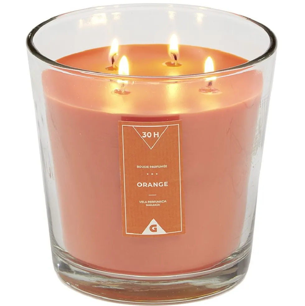 Bougie dans verre orange Ø13,5 cm