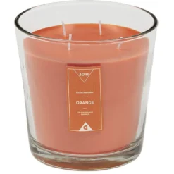 Bougie dans verre orange Ø13,5 cm