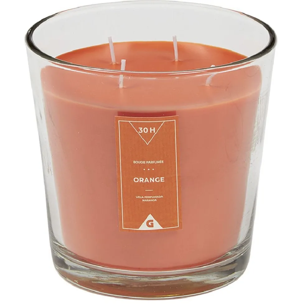 Bougie dans verre orange Ø13,5 cm