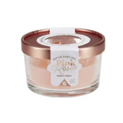 Bougie dans verre relief rose Ø10,5xH6cm (3 modèles)