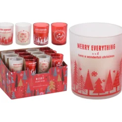 Bougie de Noël en verre rouge et blanc