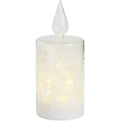 Bougie en verre à LED déco blanche thème Noël