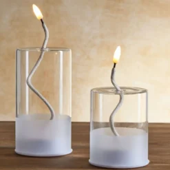 Bougie en verre à LED Ø8xH10cm